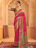 Anaita Rani Pink Silk Saree With Blouse Piece