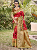 Anaita Red Silk Saree With Blouse Piece