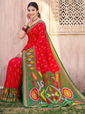 Anaita Red Silk Saree With Blouse Piece
