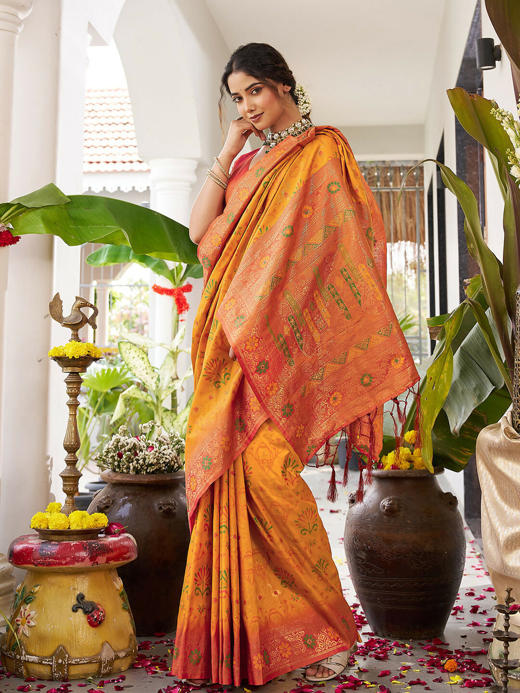 Shree Shyam Fashion Yellow Soft Silk Saree