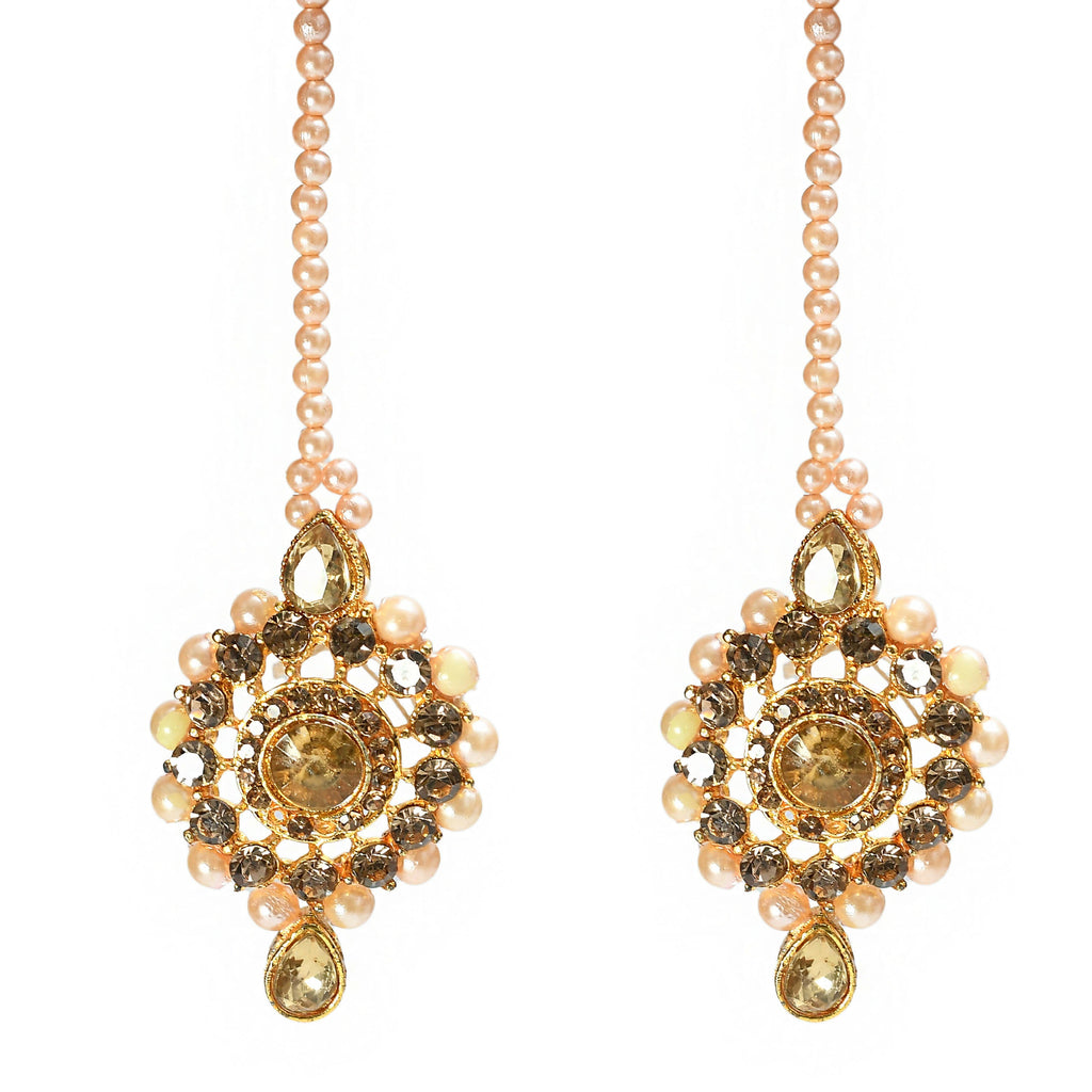 Mominos Fashion Johar Kamal Gold-Polished Brass Finish Kundan/Stone Choker For Women (Golden)