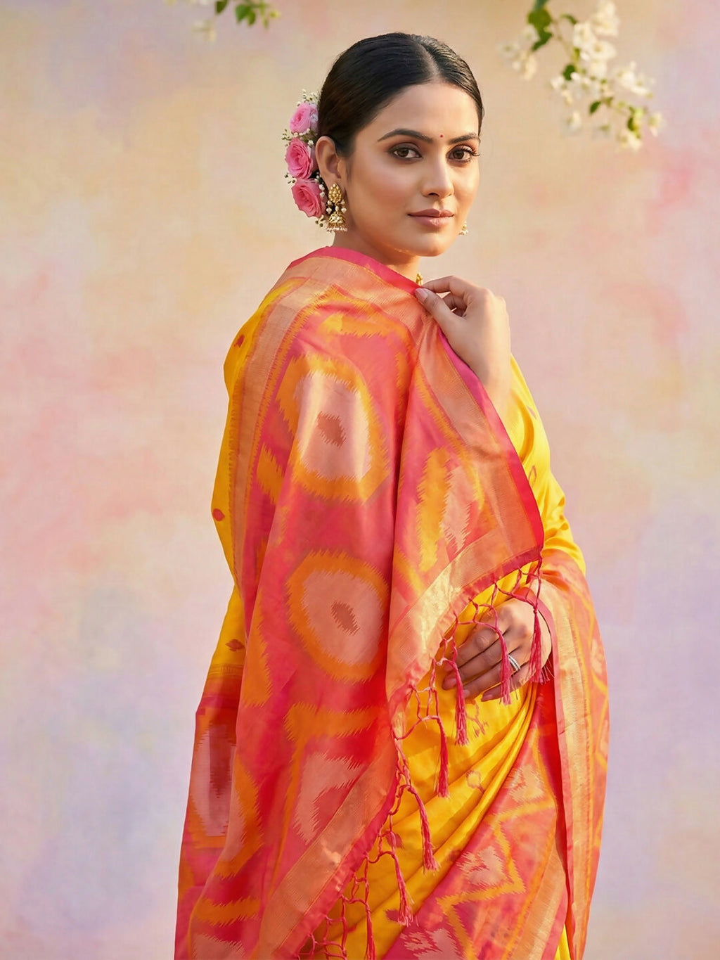 Shree Shyam Fashion Yellow Soft Silk Saree