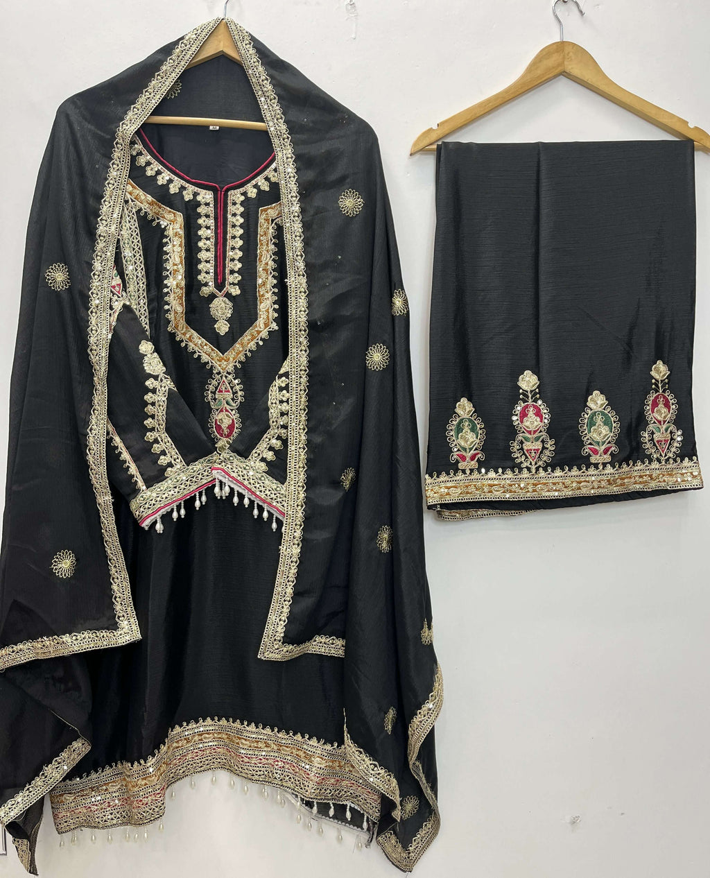 Teeya Creation Black Color Chinon Silk Party Wear Trending Palazzo Set