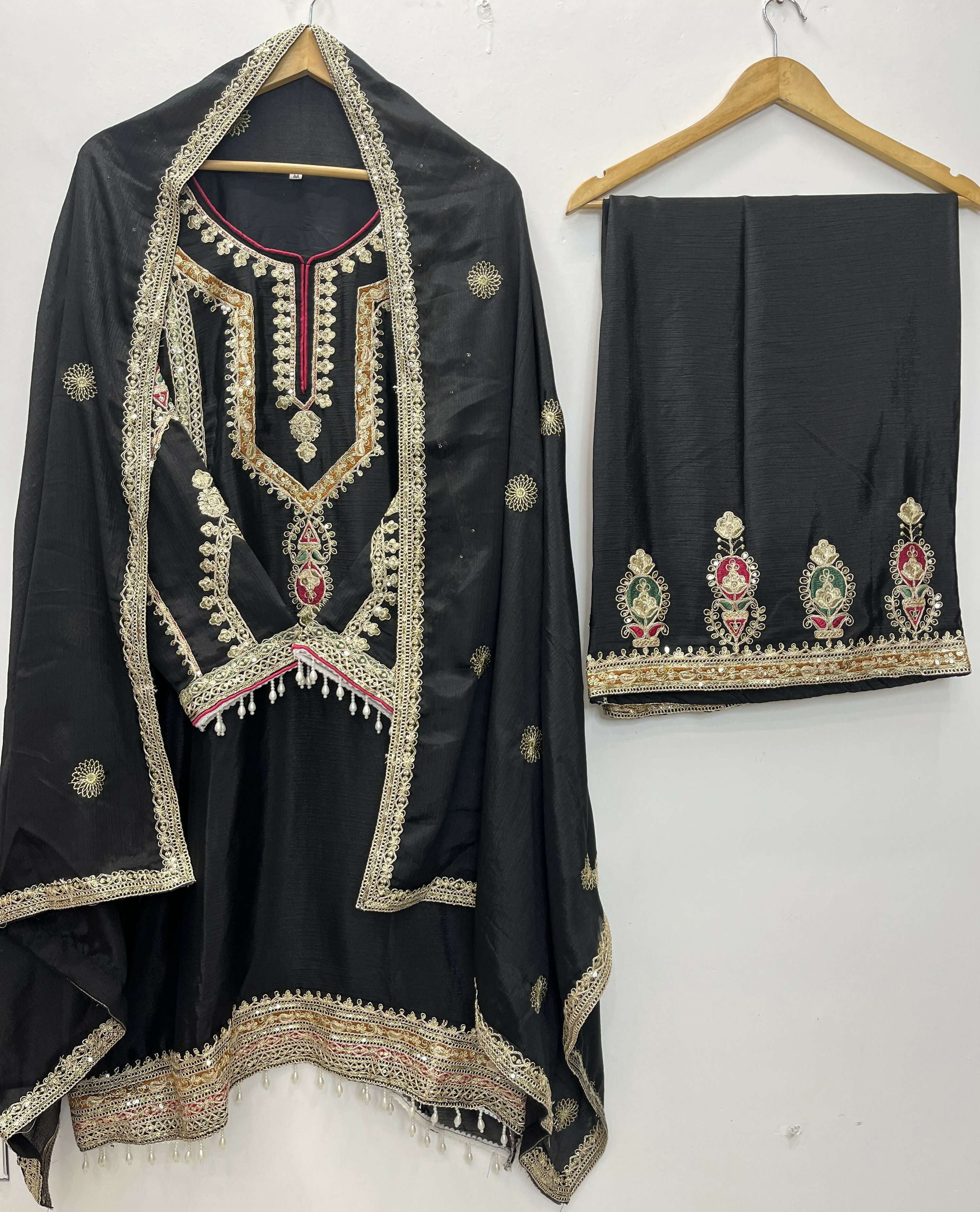 Teeya Creation Black Color Chinon Silk Party Wear Trending Palazzo Set