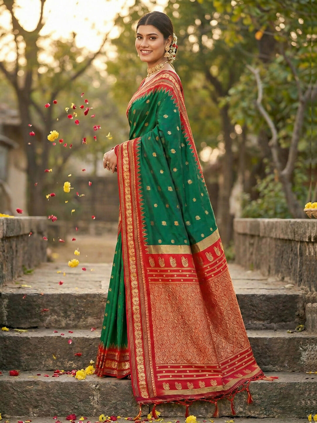 Shree Shyam Fashion Green Soft Silk Saree