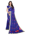 Vamika Blue Georgette Printed With Lace Saree