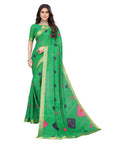 Vamika Green Georgette Printed With Lace Saree