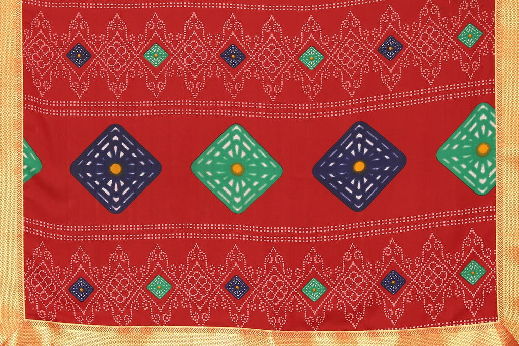 Vamika Red Georgette Printed With Lace Saree