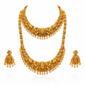 Jewel City Handcrafted Traditional Gold-Plated Temple Jewelry Set | Ethnic Bridal Lakshmi Necklace & Earrings for Women
