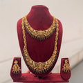 Jewel City Handcrafted Traditional Gold-Plated Temple Jewelry Set | Ethnic Bridal Lakshmi Necklace & Earrings for Women