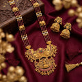 Jewel City Antique Temple Jewelry Gold-Plated Necklace Set with Lakshmi Pendant & Earrings Traditional South Indian Bridal Jewelry