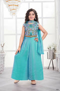 Traditional Designer Fandy Silk Sky Ethnic Fusion Wear - Anbazaar