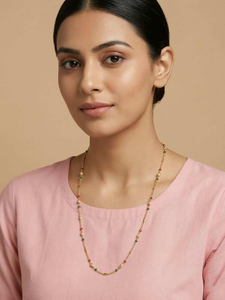NVR Women Gold Plated Artificial Beads Chain