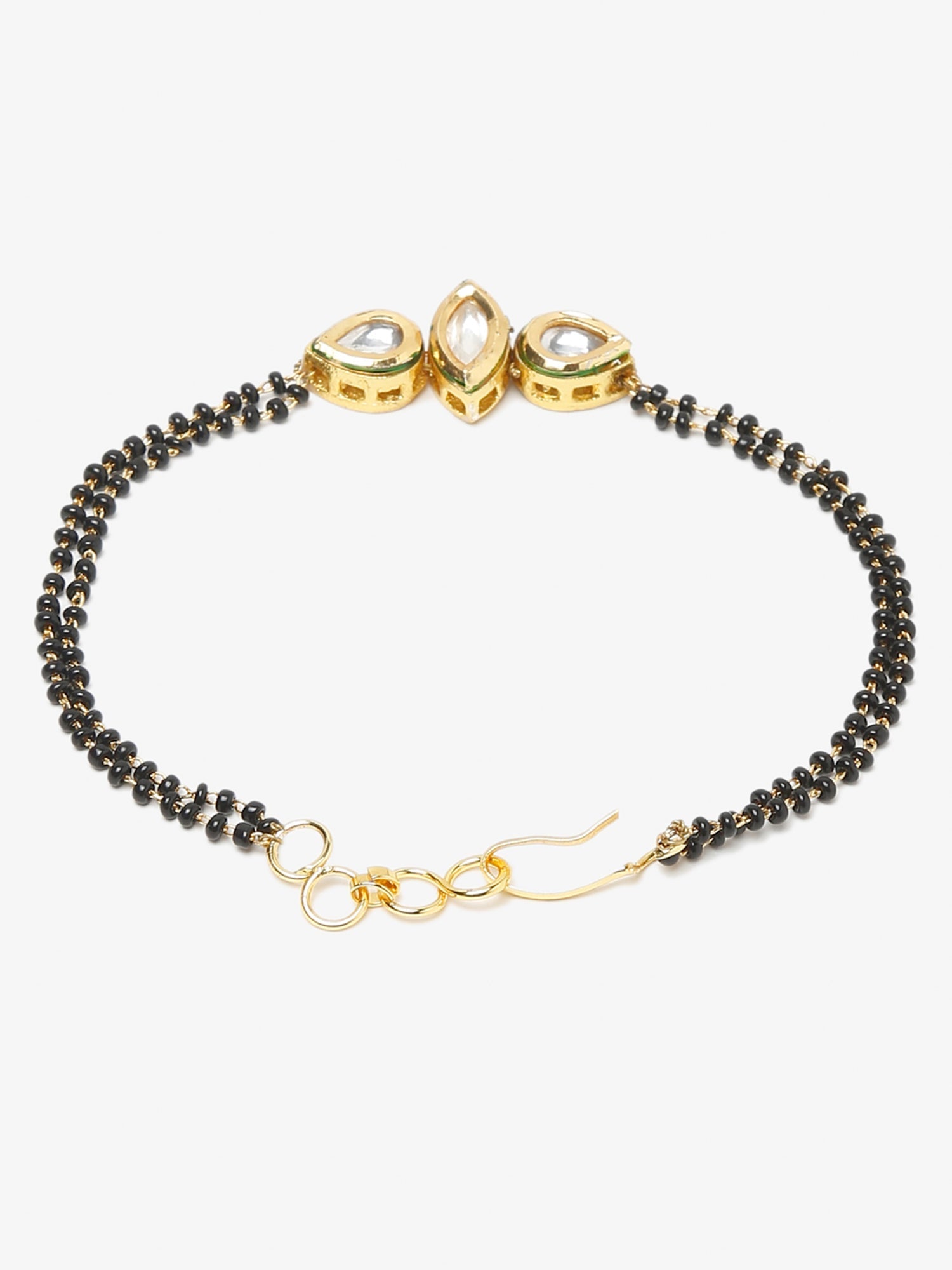 Women's Black Gold-Polished Kundan Mangalsutra Bracelet - Ruby Raang