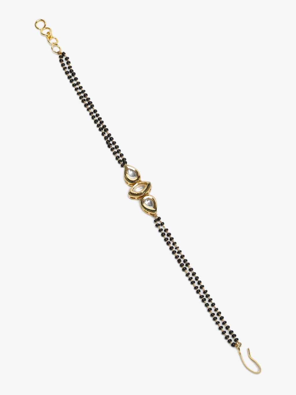 Women's Black Gold-Polished Kundan Mangalsutra Bracelet - Ruby Raang