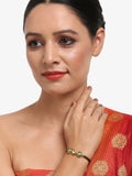 Black Gold-Polished Kundan Bracelet Mangalsutra - Ruby Raang