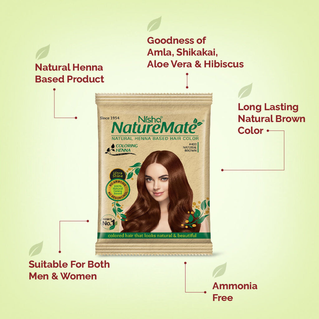 Nisha Nature Mate Henna-Based Hair Color Powder Sachet (Pack of 10)