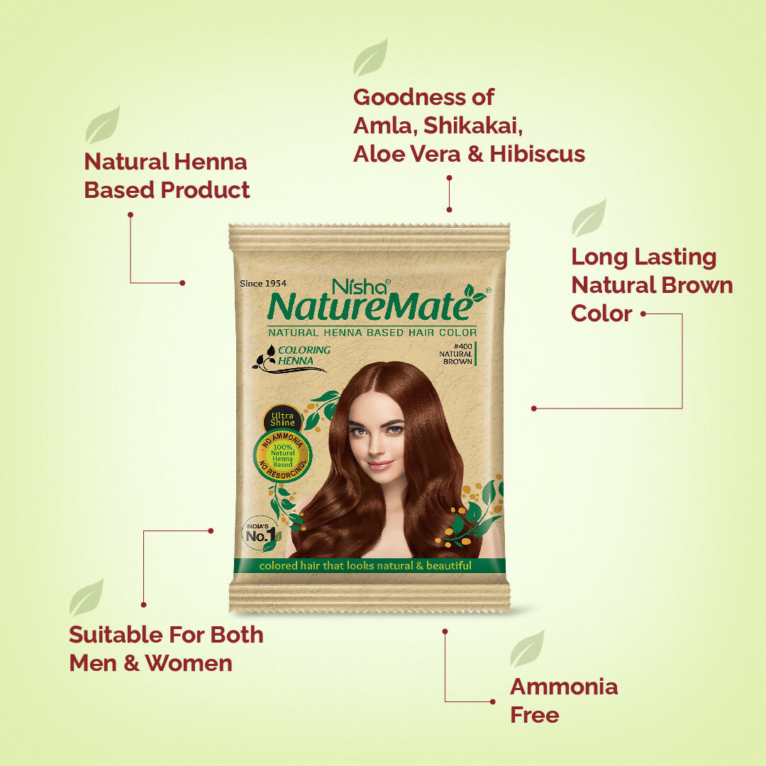Nisha Nature Mate Henna-Based Hair Color Powder Sachet (Pack of 10)
