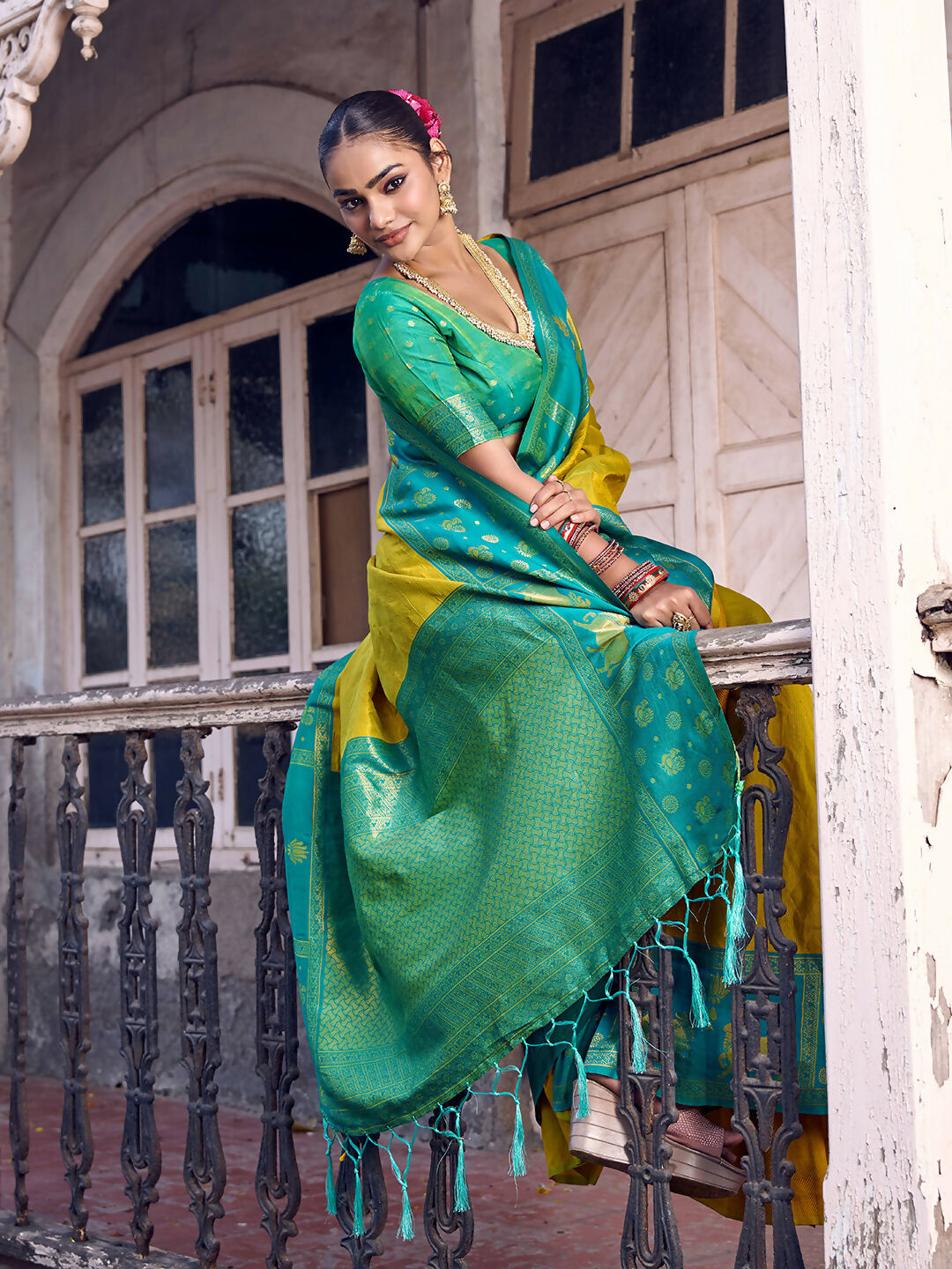 Shree Shyam Fashion Mustard Soft Silk Saree