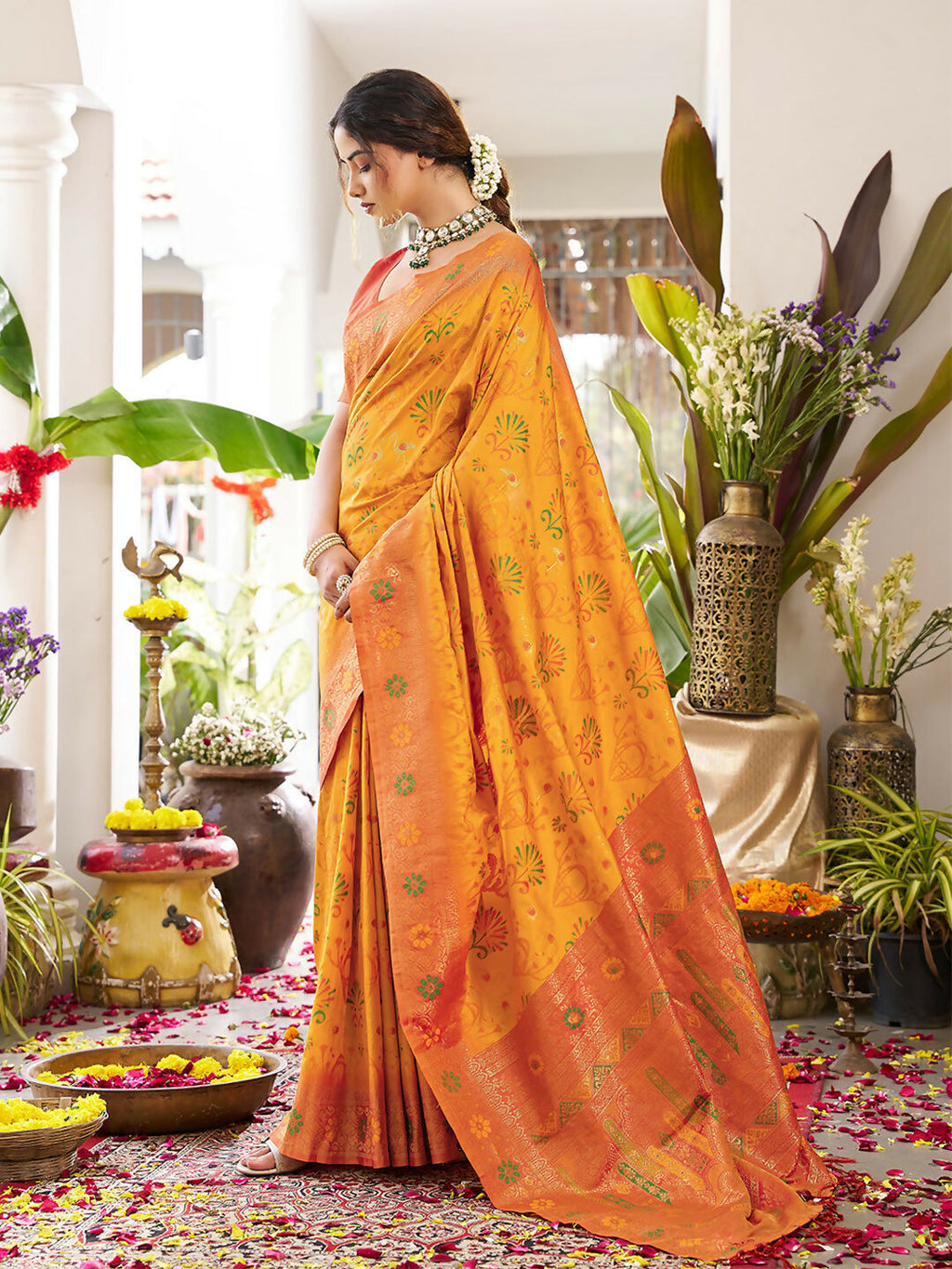 Shree Shyam Fashion Yellow Soft Silk Saree