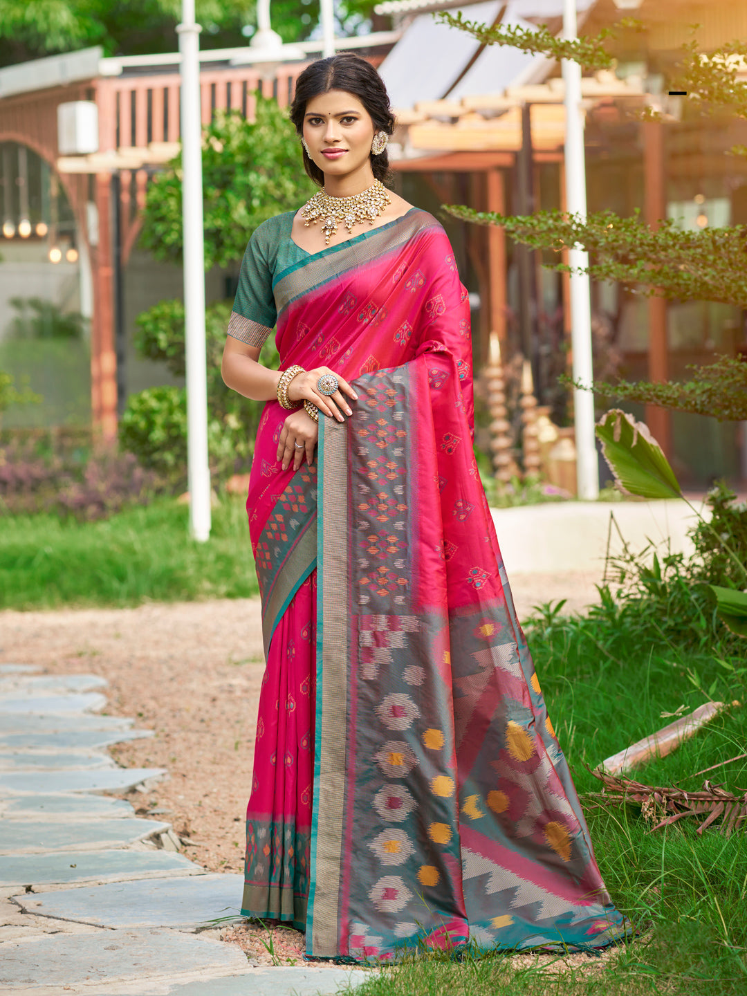 Anaita Red Soft Silk Saree With Floral Printed Work With Blouse
