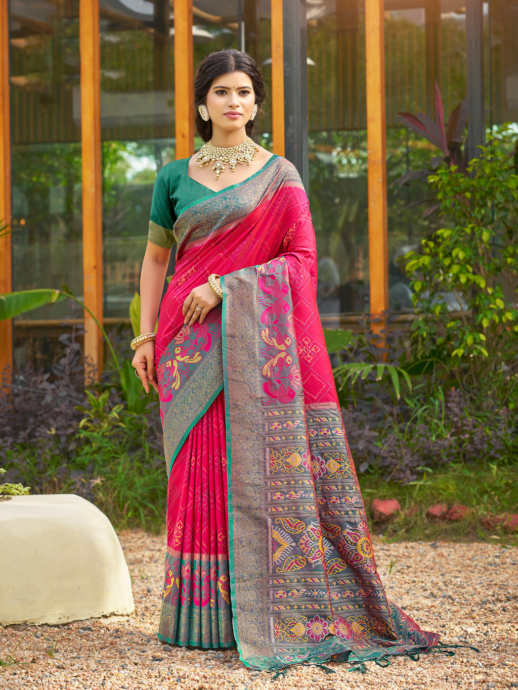 Anaita Red Soft Silk Saree With Floral Printed Work With Blouse