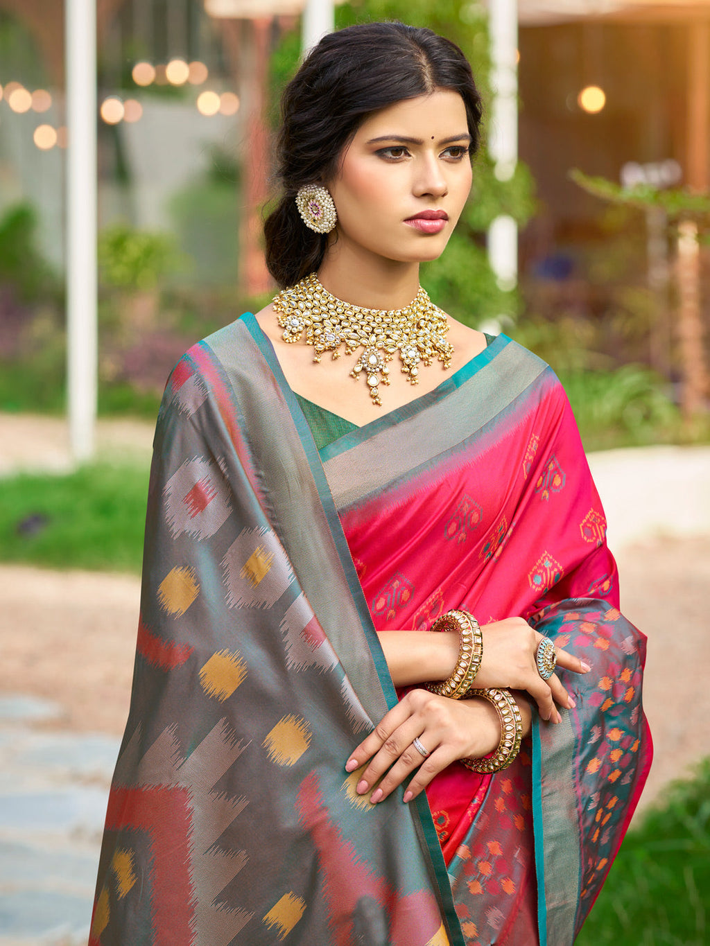 Anaita Red Soft Silk Saree With Floral Printed Work With Blouse