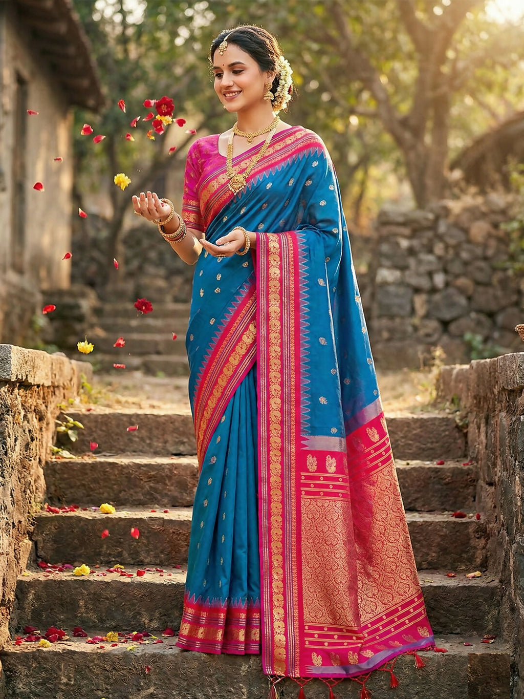 Shree Shyam Fashion Blue Soft Silk Saree