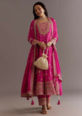 Teeya Creation Pink Color Chinnon Silk Embroidery Work Gown