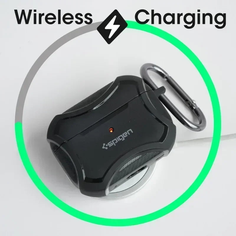 Carbon Fiber Texture Armor Rugged Earphone TPU Case For Spigen Airpods Pro 2/Pro/Airpods 3 Full Protective Case with Metal Hook