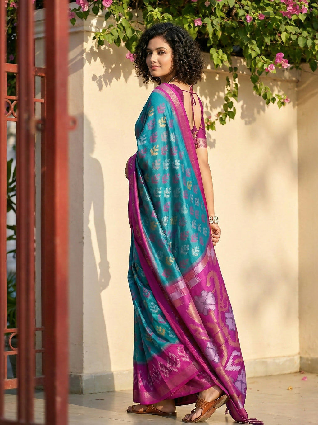 Shree Shyam Fashion Sky Blue Pochampally Silk Saree