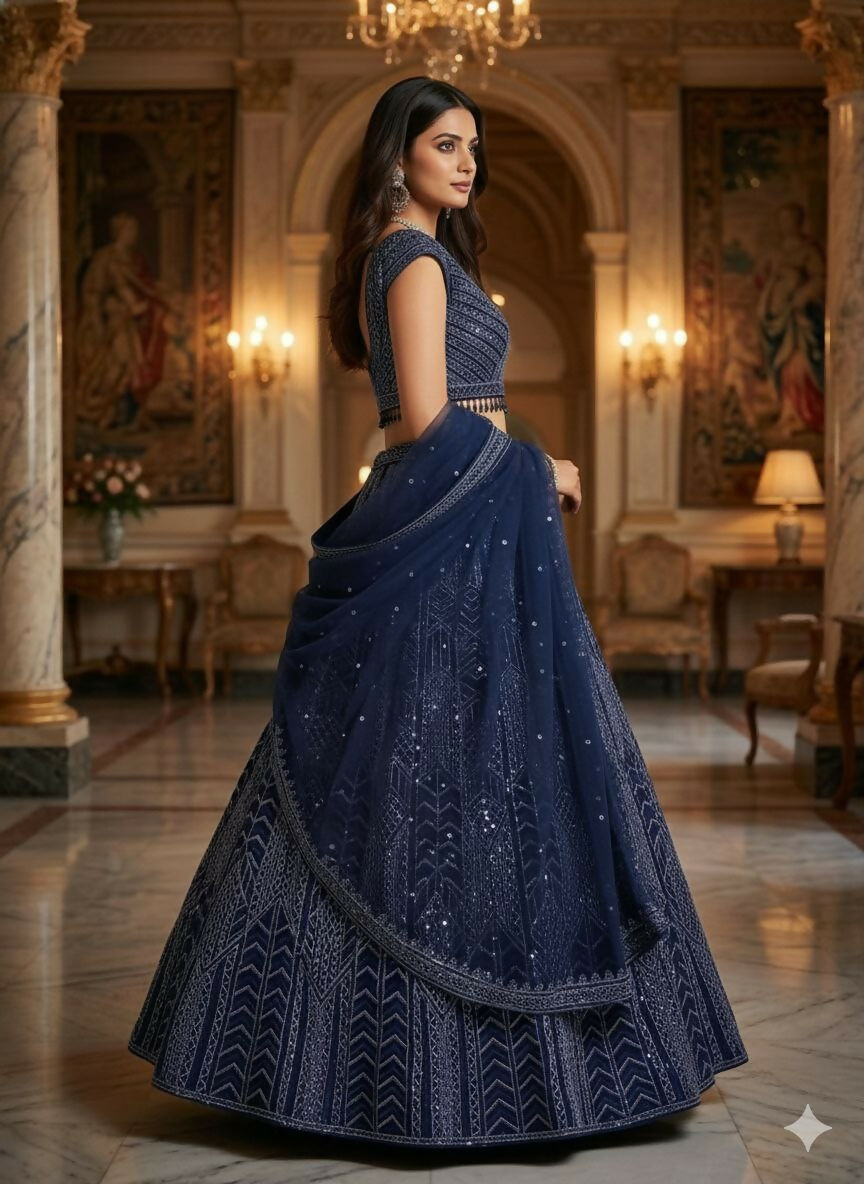 Lehenga Mart Designer Indian Wedding Lehenga Choli-Blue