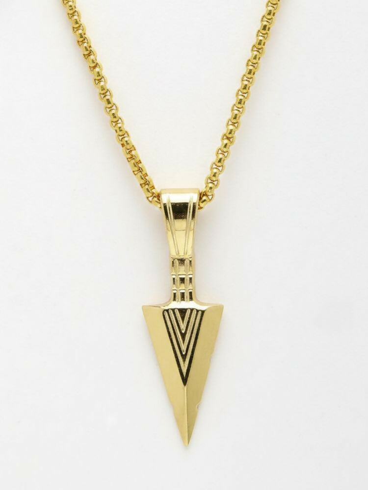 NVR Men's Arrow Shaped Gold Plated Pendant with Chain