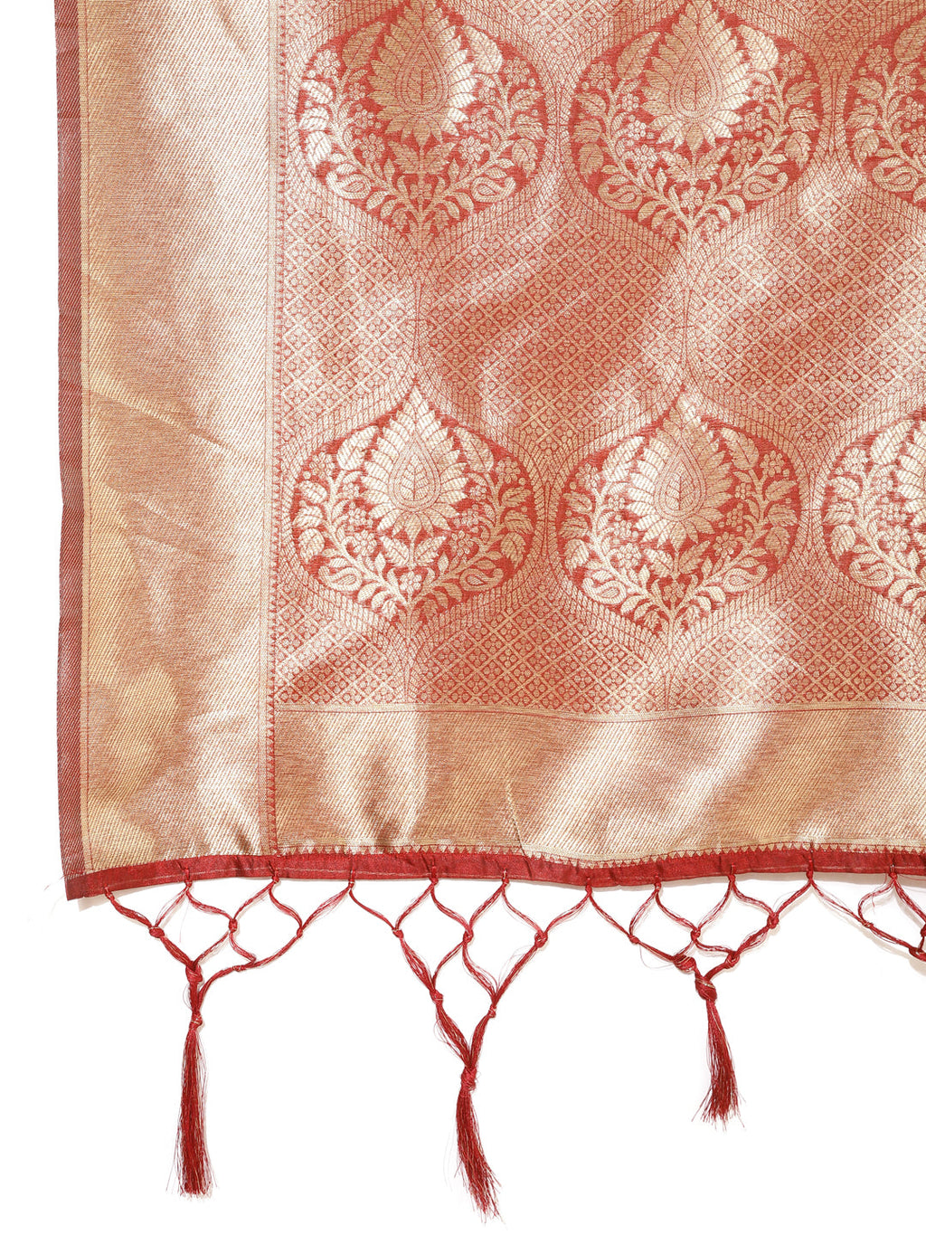 Janasya Maroon Organza Floral Saree