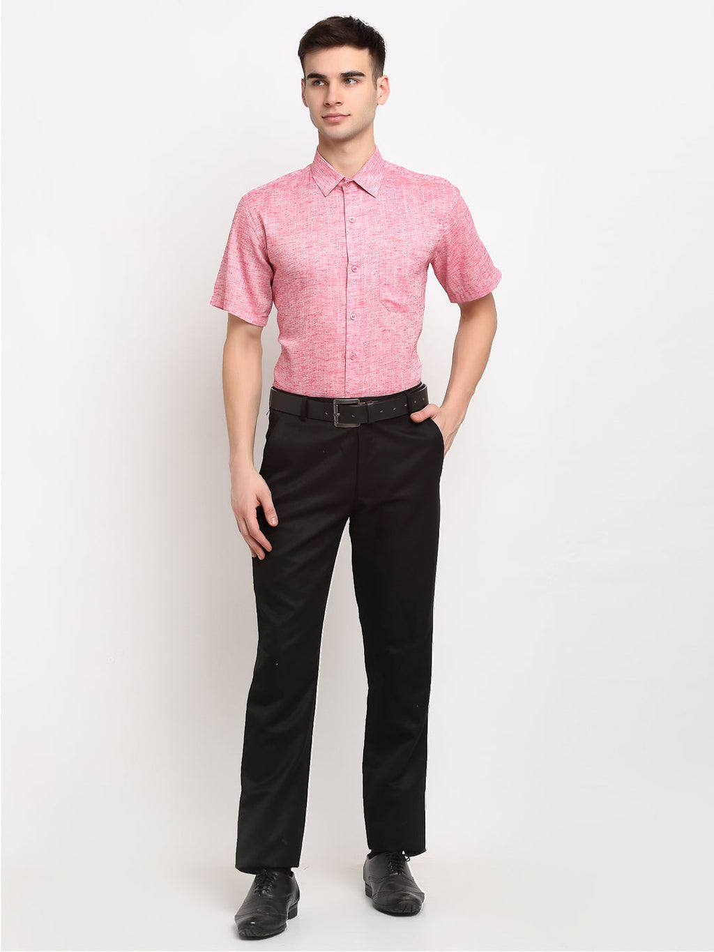 Jainish Red Men's Solid Cotton Half Sleeves Formal Shirt ( SF 783Red )