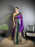 Sonakshi Women'S Purple Premium Soft Silk Zari Woven Traditional Saree With Blouse