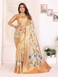 Sonakshi Women'S Chandan Premium Tissue Silk Copper-Gold Border Traditional Saree With Blouse