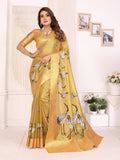 Sonakshi Women'S Gold Premium Tissue Silk Copper-Gold Border Traditional Saree With Blouse