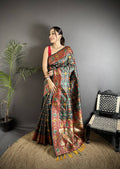 Sonakshi Women's Black Banarsi Silk Tassel Weaving Traditional Saree with Blouse