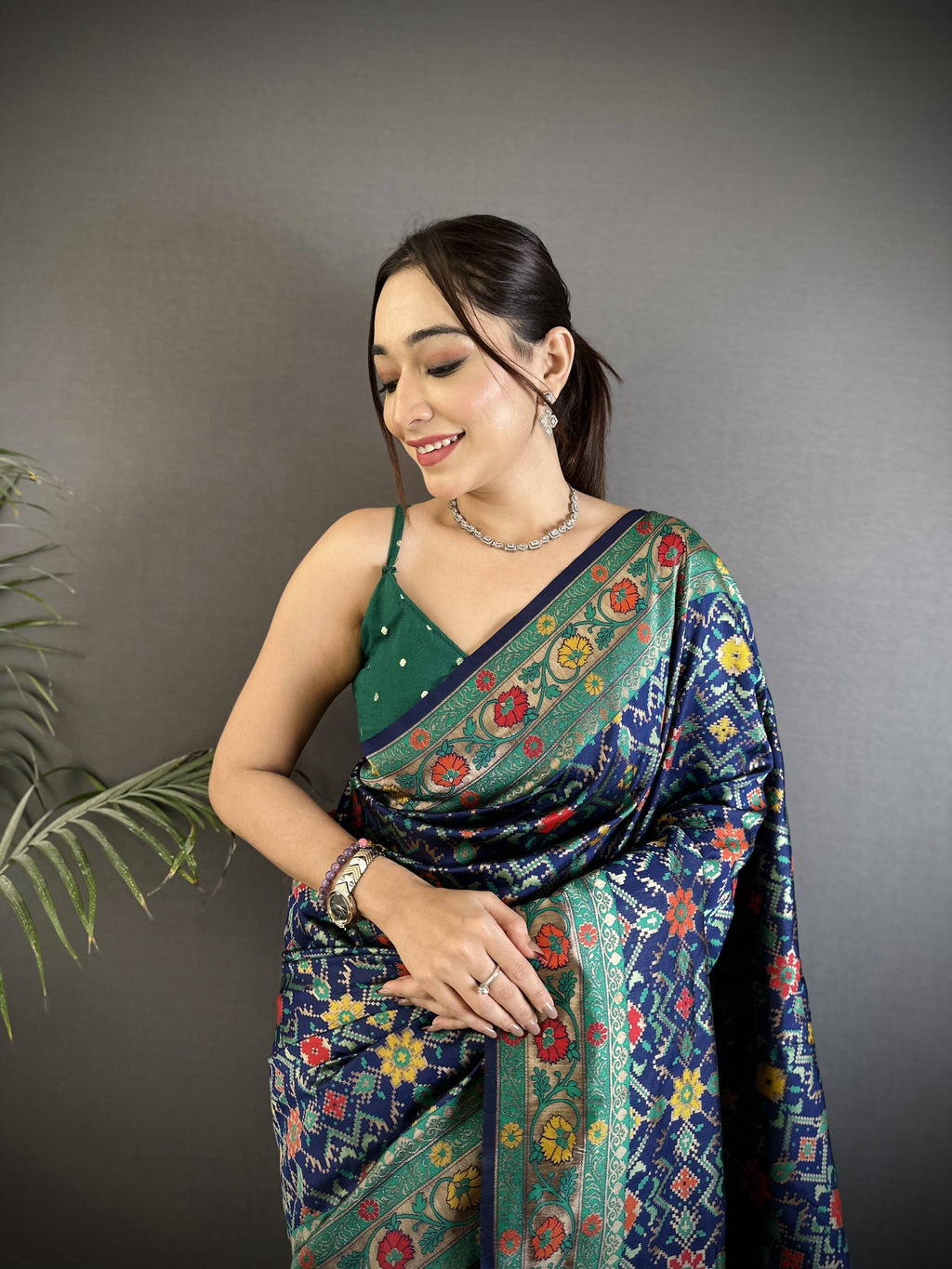 Sonakshi Women's Royal Blue Banarsi Silk Tassel Weaving Traditional Saree with Blouse