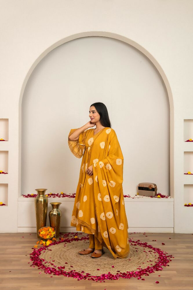 Joban Fashion Musard Yellow Tie & Dye Cotton Suit Set