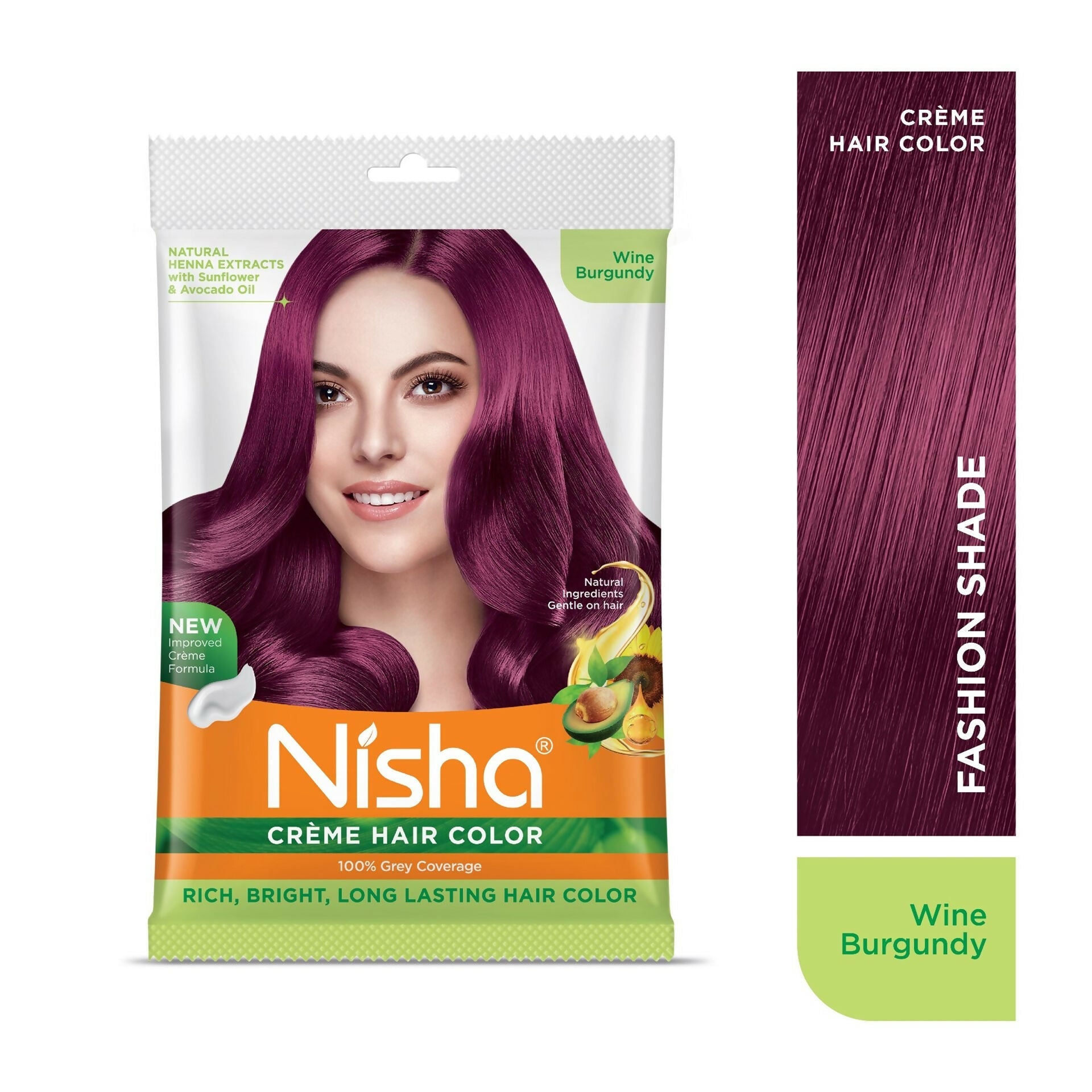 Nisha Creme Hair Color for Women - Wine Burgundy