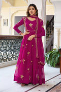 Lehenga Mart Designer Anarkali Suit With Kurta Palazzo Dupatta For Women-Deep Pink