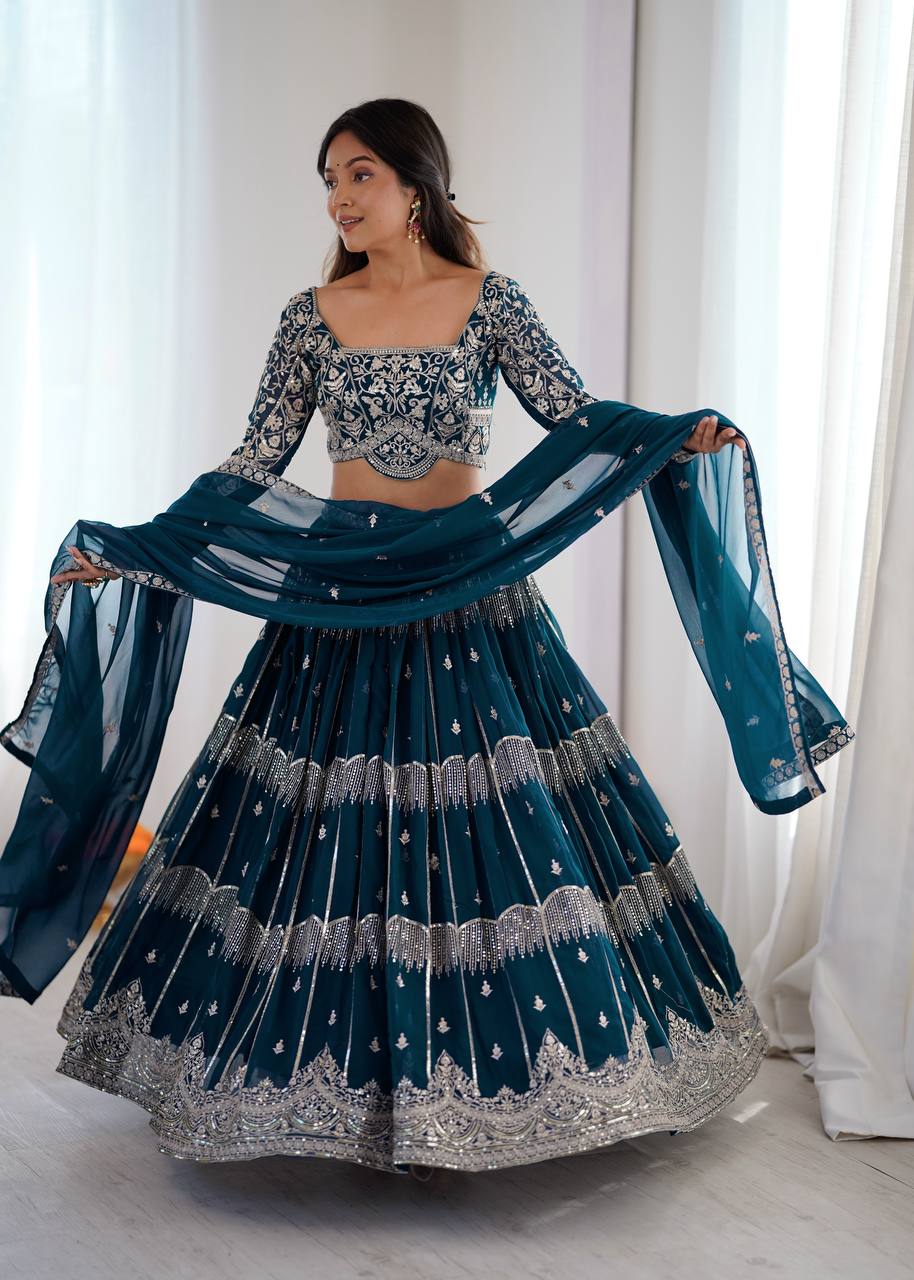 Lehenga Mart Gorgeous Lehenga Choli For Wedding-Blue