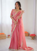 Prazu Fashion Peach Golden Shaded Fendi Silk Ready To Wear Saree