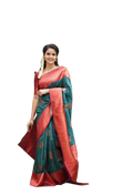 Vamika Weaving Banarasi Jacquard Green Kanjivaram Saree