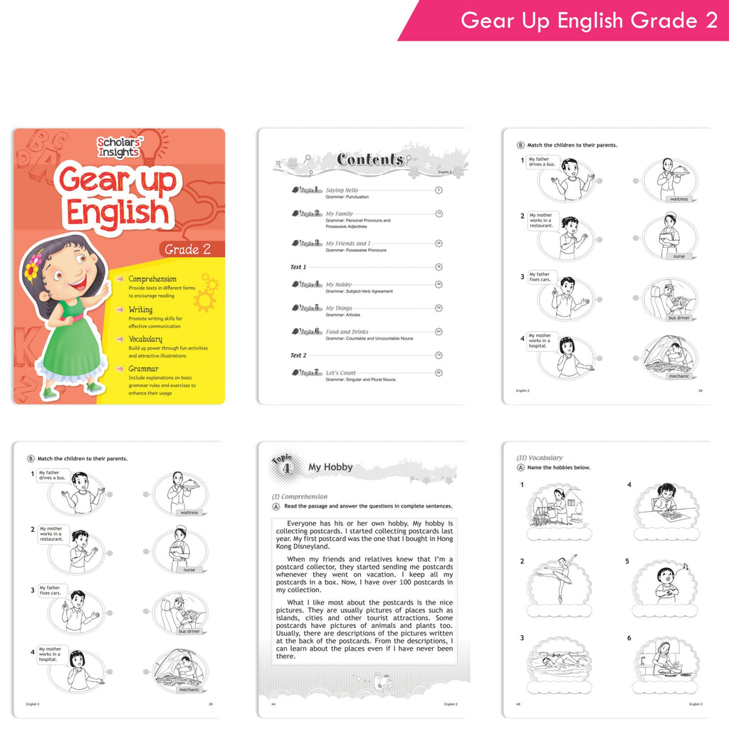 Scholars Insights Gear Up English & Maths Grade 2 Books Set of 2|Grammar Skills, Logical Reasoning, Problem Solving Book for Kids| Ages 7-8 Years