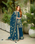 Teeya Creation Teal Faux georgette Designer heavy work Wedding Wear Palazzo pair