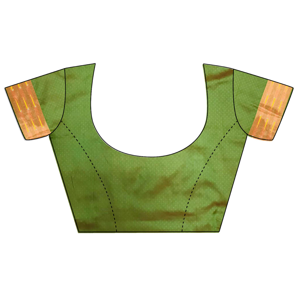 Joban Fashion Olive Green Jacquard Butti Soft Lichi Silk Paithani Saree