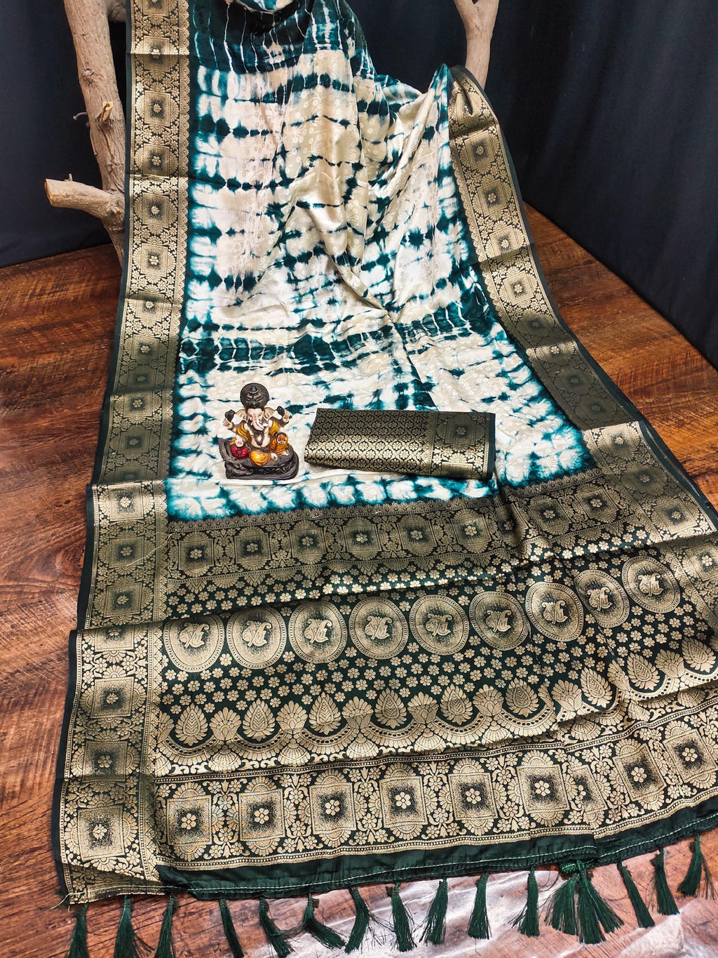 Anaita Blue Soft Satin Silk Saree With Zari Weaving Work
